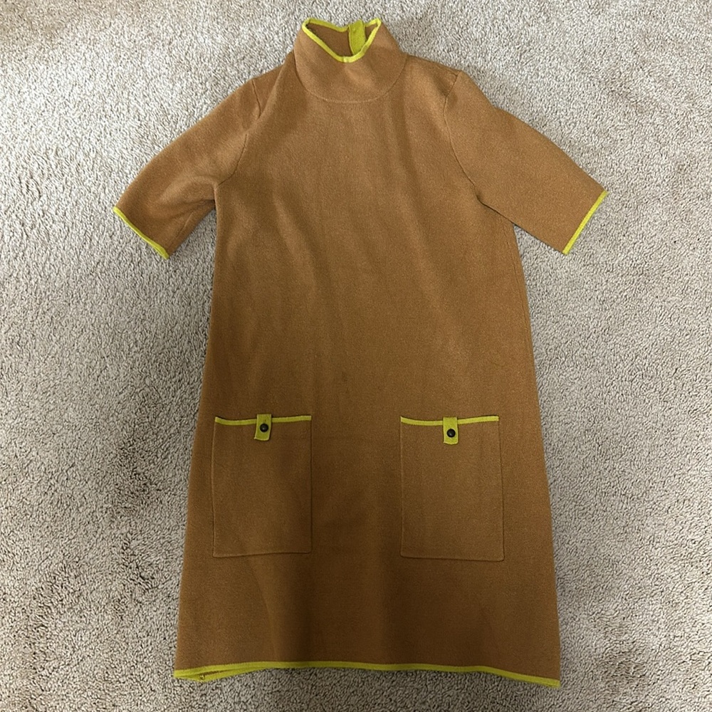 Maeve the Annelise Mock Neck Mini Sweater Dress Cedar